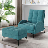 Upholstered Adjustable Backrest Velvet Sleeper Recliner Come with Ottoman Recliners Living and Home 