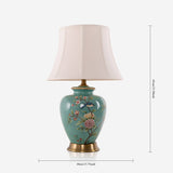 Vintage Green Floral Ceramic Table Lamp with Fabric Shade Lightsin UK 