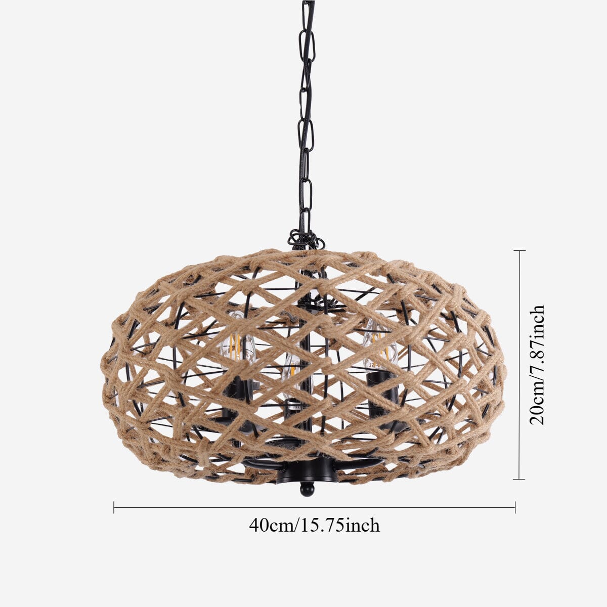 Lightsin Rustic Hemp Rope and Iron Globe Pendant Light for Living Spaces Lightsin UK 