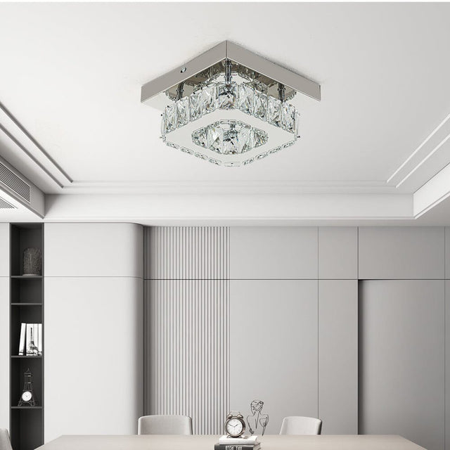 20cm Modern Square Crystal Ceiling Light Living and Home 