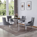 Grey Velvet Tufted Dining Chair with Cushion Living and Home 