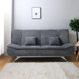 182CM Convertible Wide Grey 3 Seater Linen Sofa Bed with 2 Pillows Sofa Beds Living and Home 