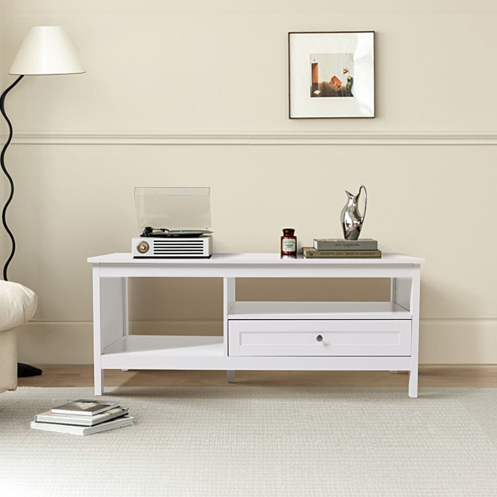 Classic White Coffee Table with Drawe Living and Home 