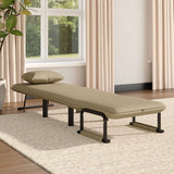 Grey/Khaki Upholstered Single Sleeper Chair Convertible Sofa Bed with Metal Legs Recliners Living and Home 