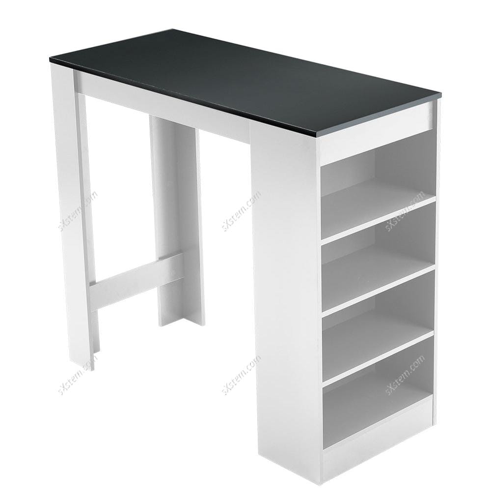 Wooden Bar Table with Open Shelves Living and Home Black+White 