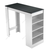 Wooden Bar Table with Open Shelves Living and Home Black+White 