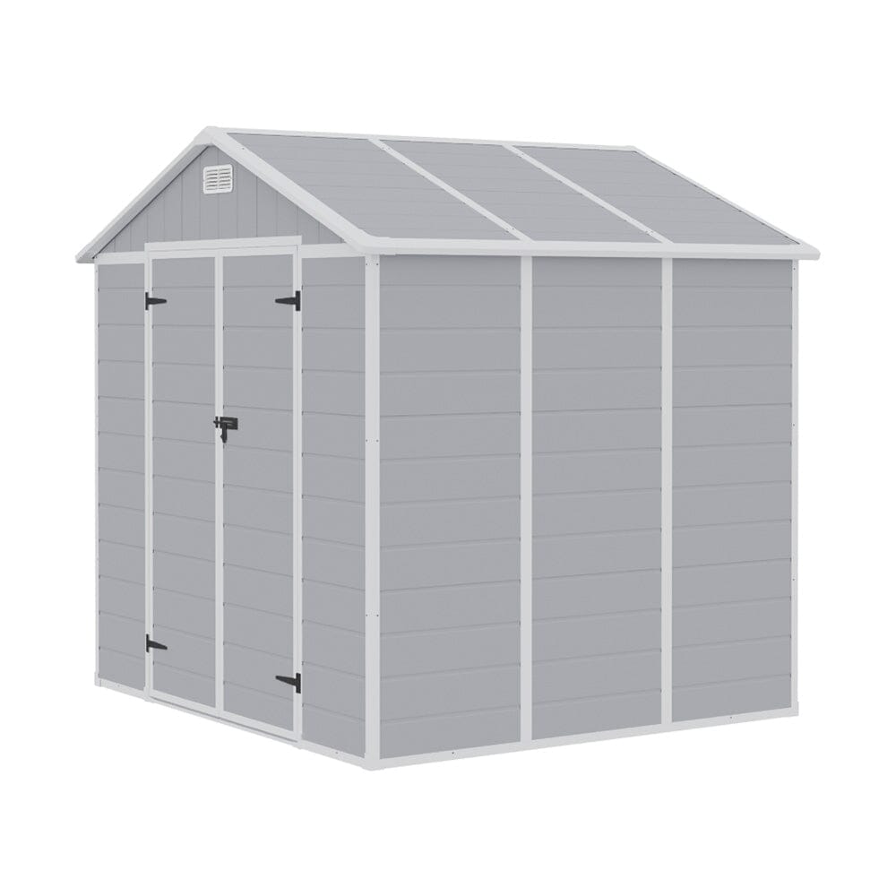 8x6ft Outdoor Apex Roof Plastic Tool Shed with Dual-door (Ver.2) Living and Home 