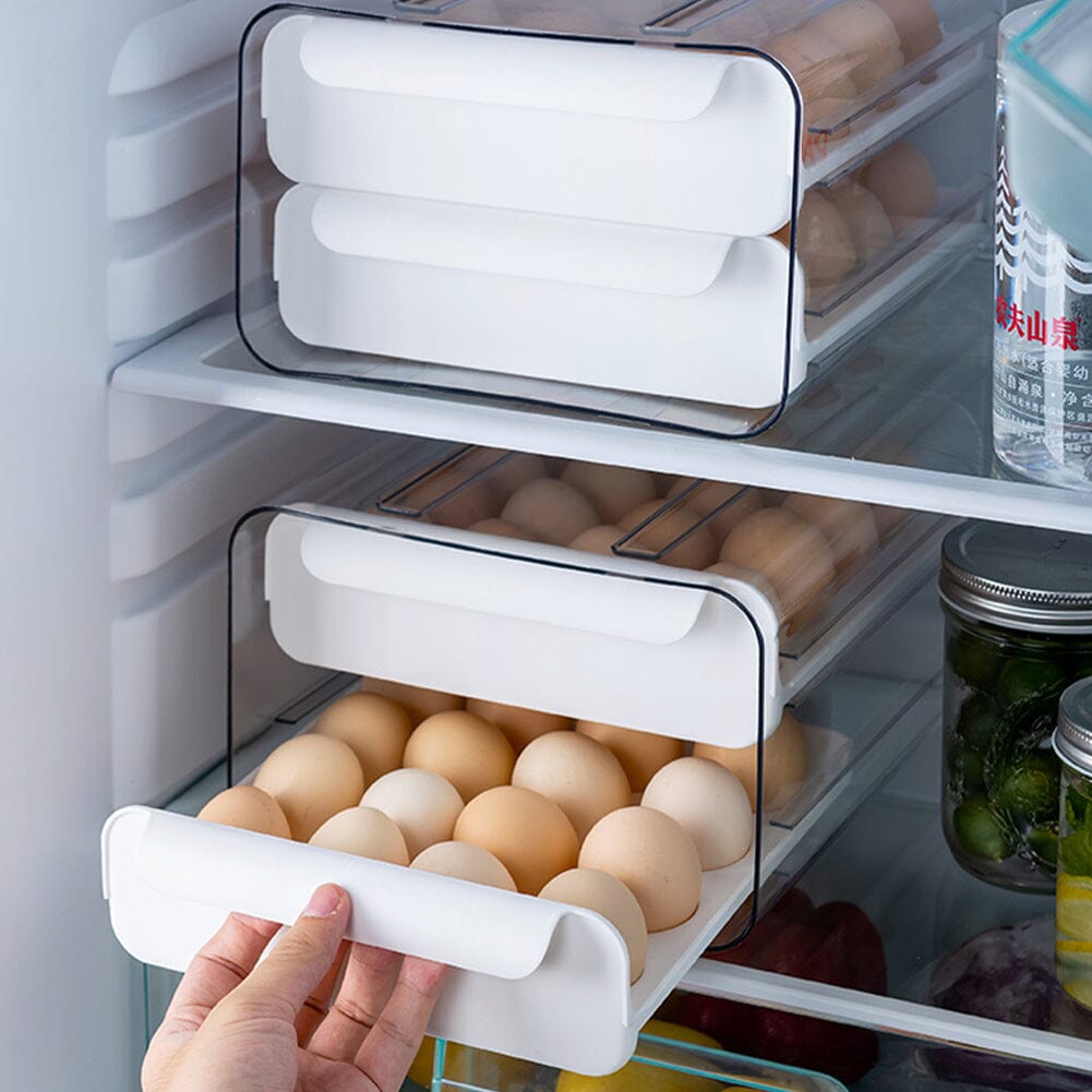 Double-layer Transparent Egg Storage Drawer Box Kitchen Storage Baskets Living and Home 