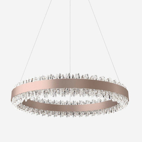 Lightsin Stylish Gold LED Circular Pendant Light with Crystal Edges Lightsin UK 