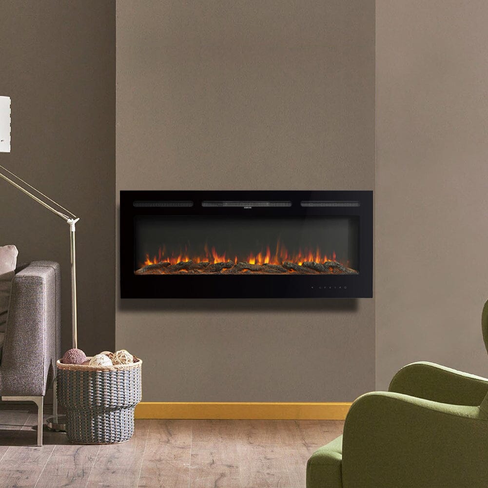 50 Inch Wall Mounted Electric Fireplace Insert Heater 9 Flame Colours 1800W Wall Mounted Fireplaces Living and Home 