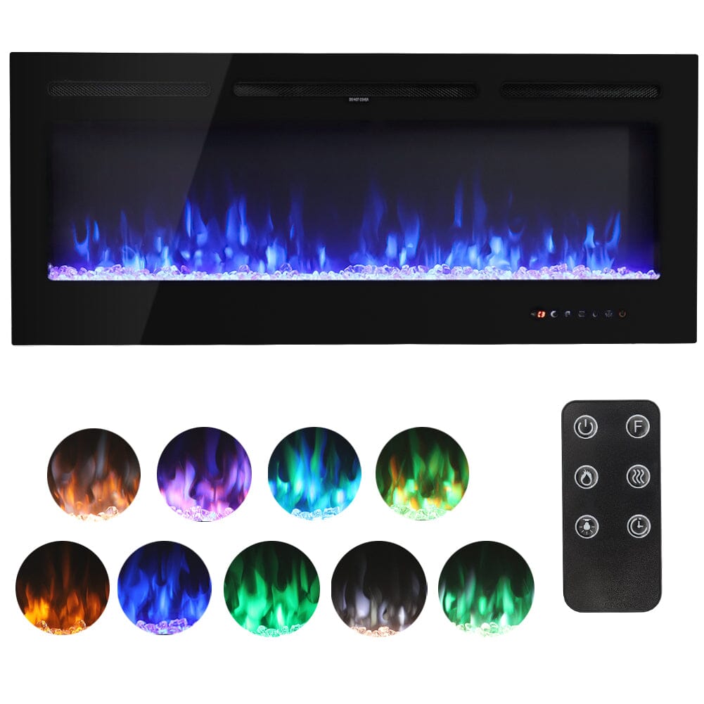 50 Inch Wall Mounted Electric Fireplace Insert Heater 9 Flame Colours 1800W Wall Mounted Fireplaces Living and Home 