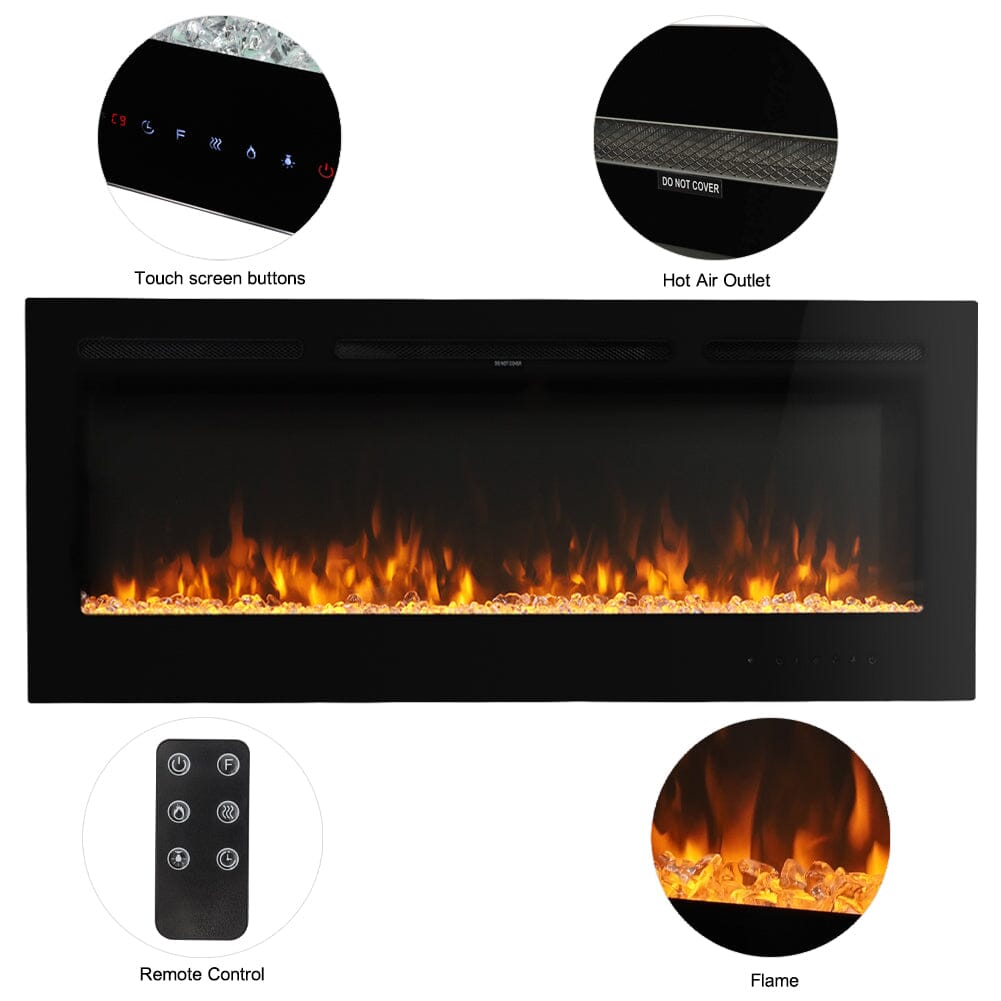 50 Inch Wall Mounted Electric Fireplace Insert Heater 9 Flame Colours 1800W Wall Mounted Fireplaces Living and Home 