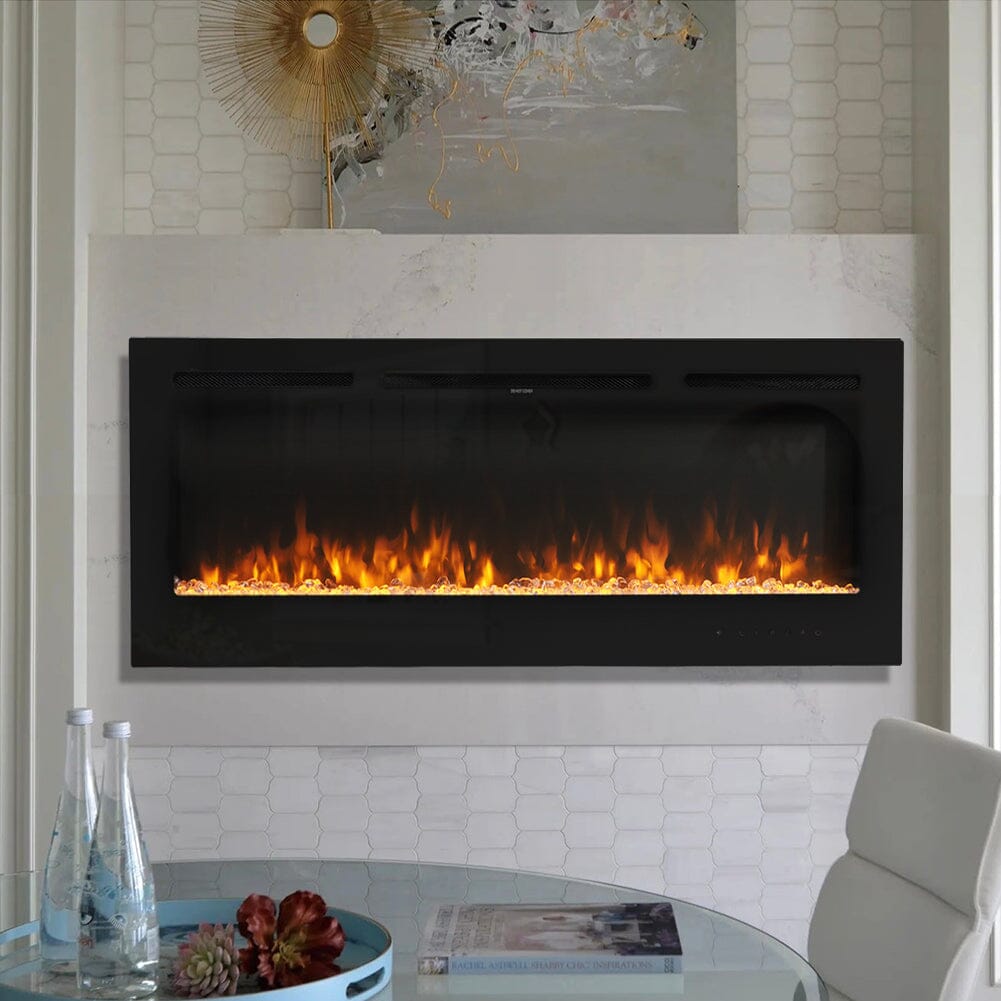 50 Inch Wall Mounted Electric Fireplace Insert Heater 9 Flame Colours 1800W Wall Mounted Fireplaces Living and Home 