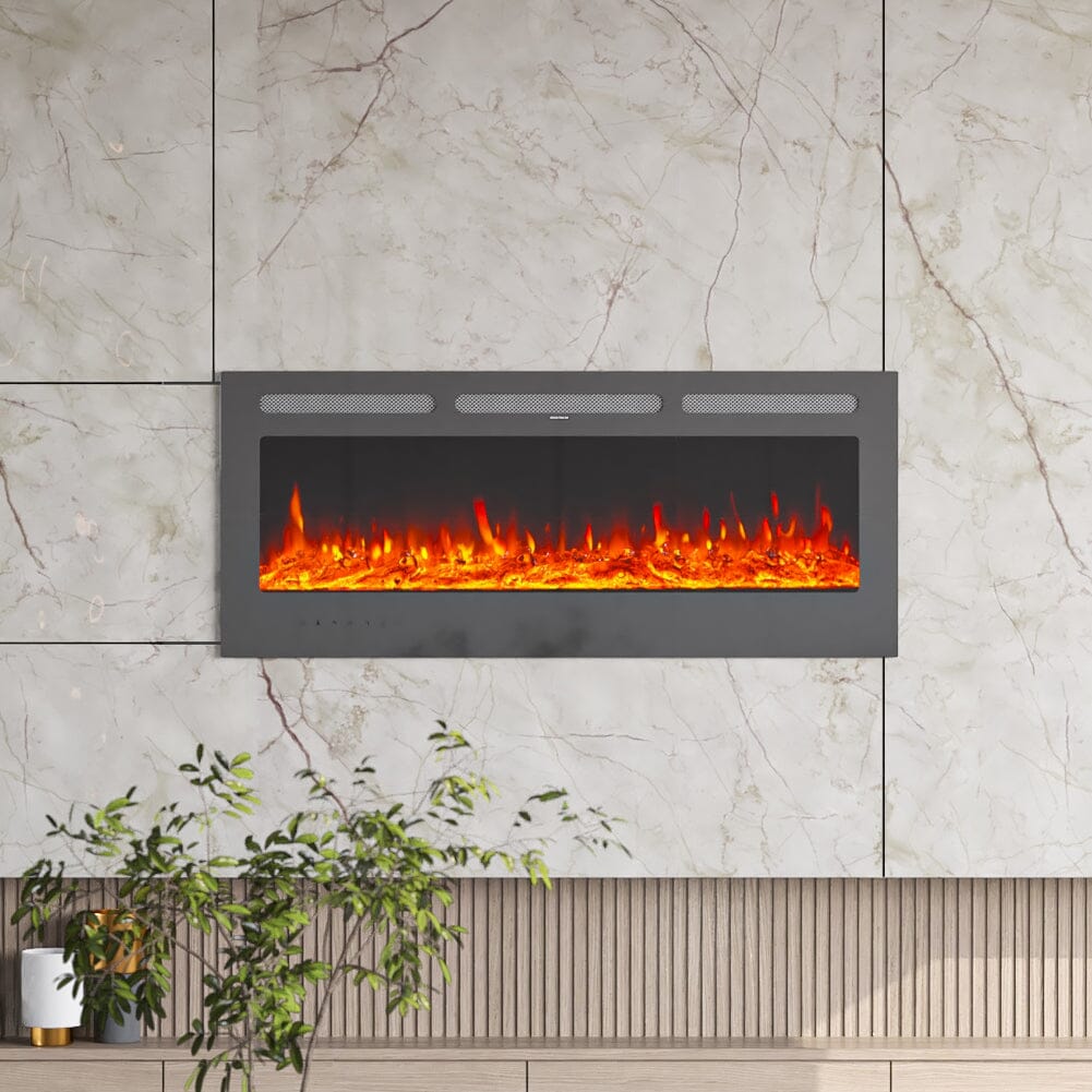 50 Inch Wall Mounted Electric Fireplace Insert Heater 9 Flame Colours 1800W Wall Mounted Fireplaces Living and Home 