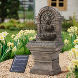 Outdoor Fountain Solar-Powered Water Rockery Decor Living and Home 