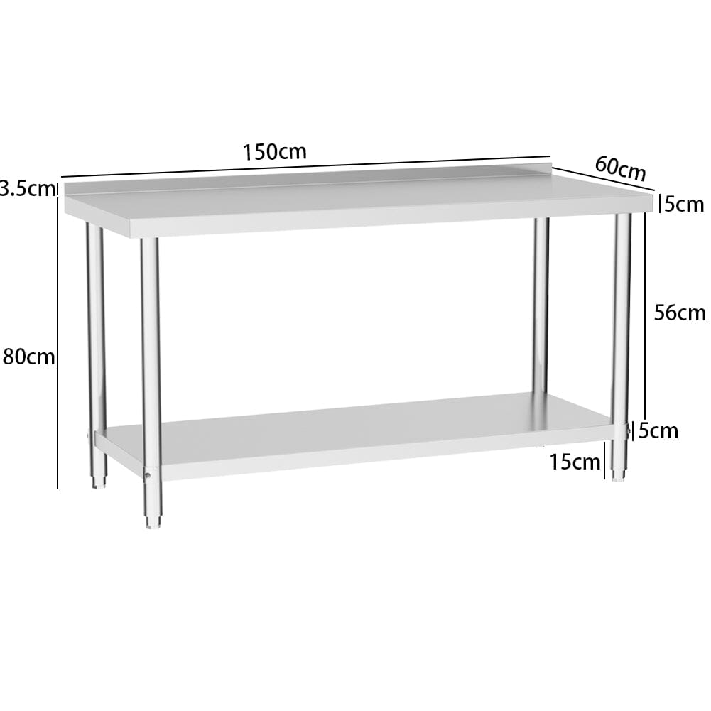 2 Tiers Commercial Kitchen Prep Table Stainless Steel Work Table Commercial Work Tables Living and Home 