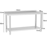 2 Tiers Commercial Kitchen Prep Table Stainless Steel Work Table Commercial Work Tables Living and Home 