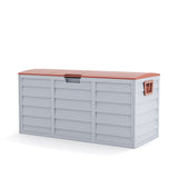 3ft Long Outdoor Grey Chest Storage Box with Brown Cover Garden Storage Boxes Living and Home 