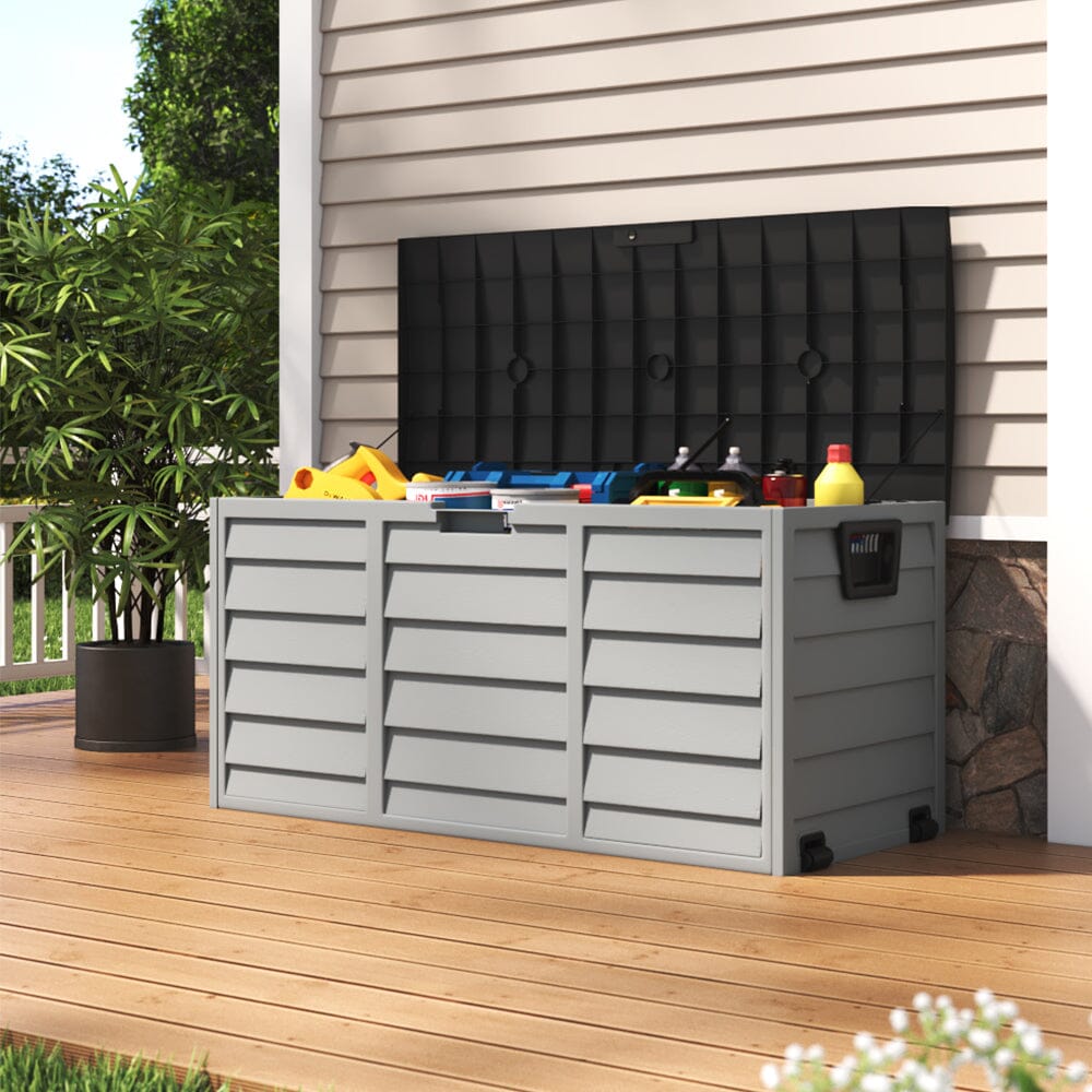 Livingandhome Waterproof Large Plastic Garden Storage Box with Wheels Living and Home 