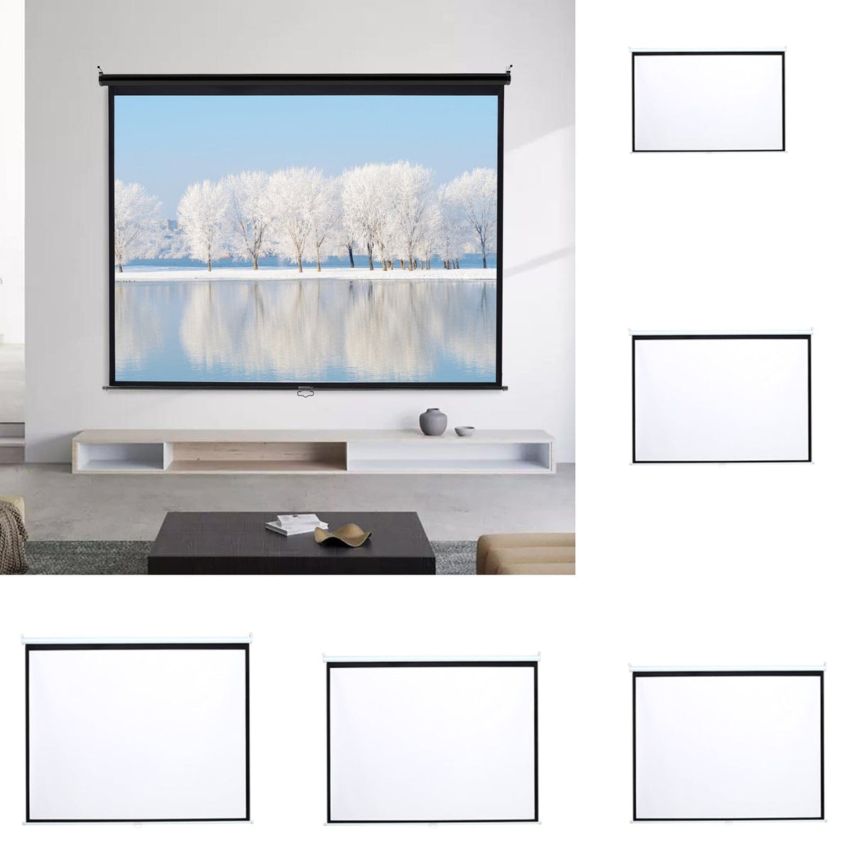 4:3 Projector Screen with Manual Pull Down for Home Theater Projector Screens Living and Home 