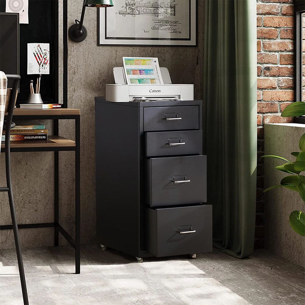 3/4/6/8Drawers Office Filing Cabinet Metal White Chest Storage Unit Wheels Cabinets Living and Home 