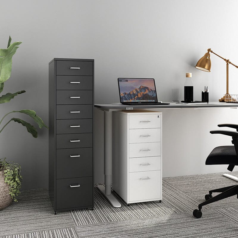 3/4/6/8Drawers Office Filing Cabinet Metal White Chest Storage Unit Wheels Cabinets Living and Home 