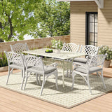 4/6 Seater Aluminium Garden Dining Set with Parasol Hole Garden Dining Sets Living and Home 