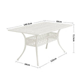 150cm Wide Garden Dining Table Hollow Cast Aluminium Tables White/Black Garden Dining Tables Living and Home 