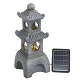 Pagoda Solar Garden Fountain with LED Lights Fountains Living and Home 