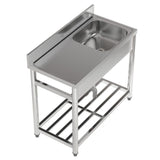 Stainless Steel One Compartment Commercial Sink with Left Drainboard Kitchen Sinks Living and Home 