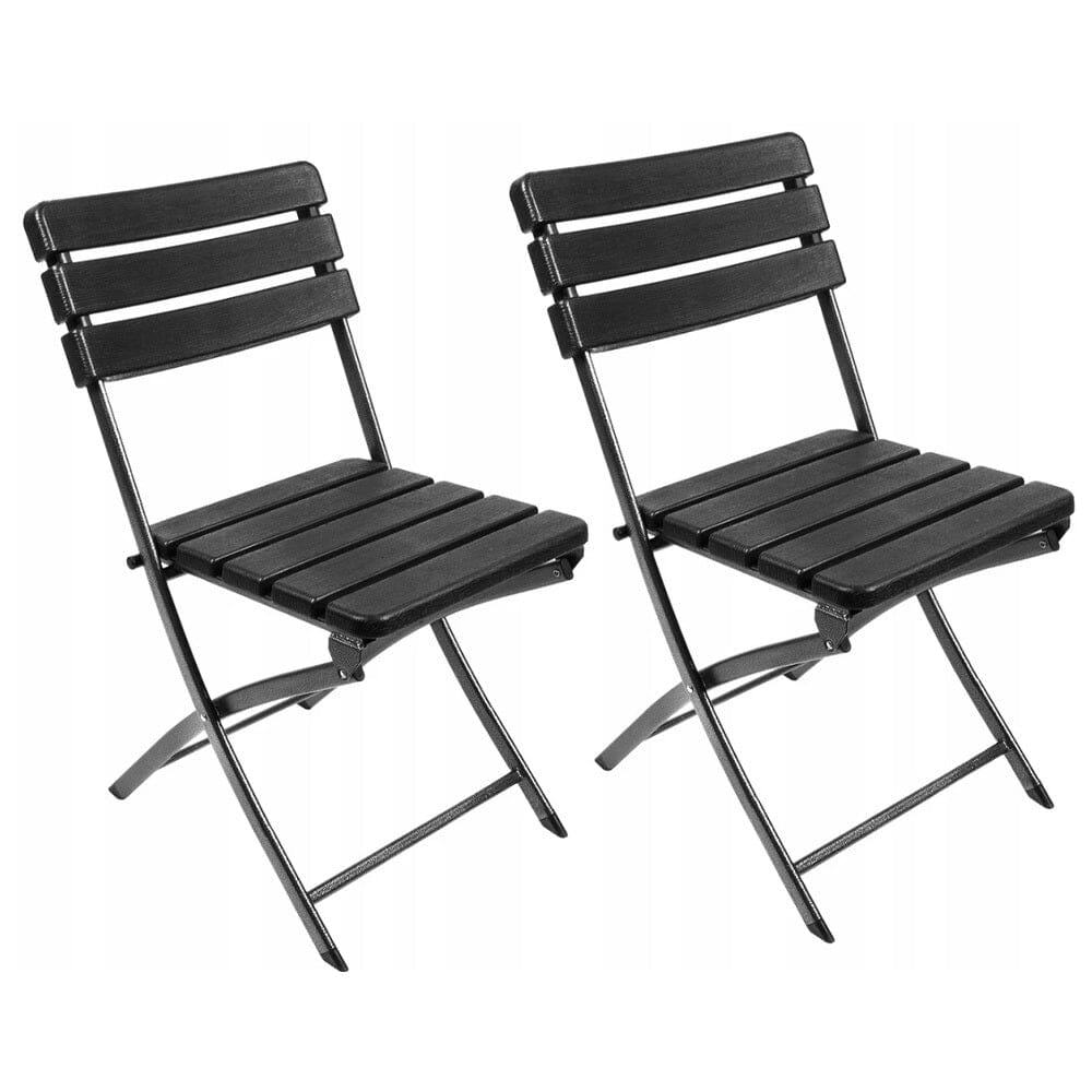 46cm W Set of 2 Outdoor Plastic Folding Chairs in Black Garden Dining Sets Living and Home 