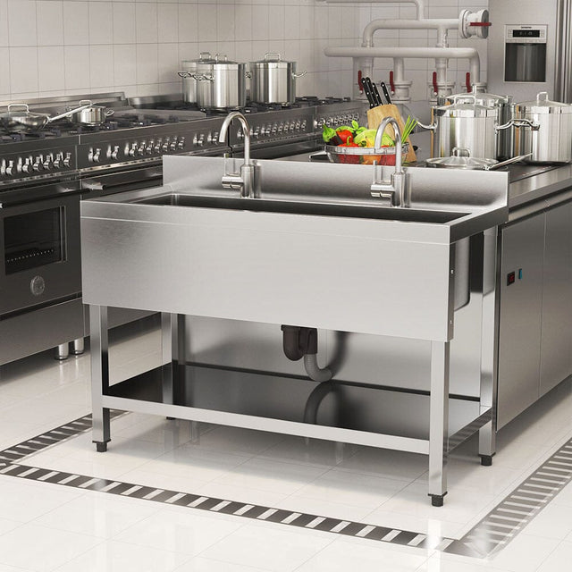 Premium Stainless Steel Deep Sink with Front Surround and Shelf Living and Home 