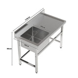 Stainless Steel One Compartment Commercial Sink with Right Drainboard Kitchen Sinks Living and Home 