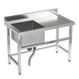 Stainless Steel One Compartment Commercial Sink with Right Drainboard Kitchen Sinks Living and Home 