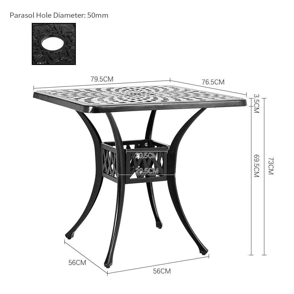 Cast Aluminum Square Outdoor Dining Table Black Garden Dining Tables Living and Home 