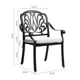 Set of 2 Outdoor Cast Aluminum Dining Chairs with Cushions Garden Seating Living and Home 