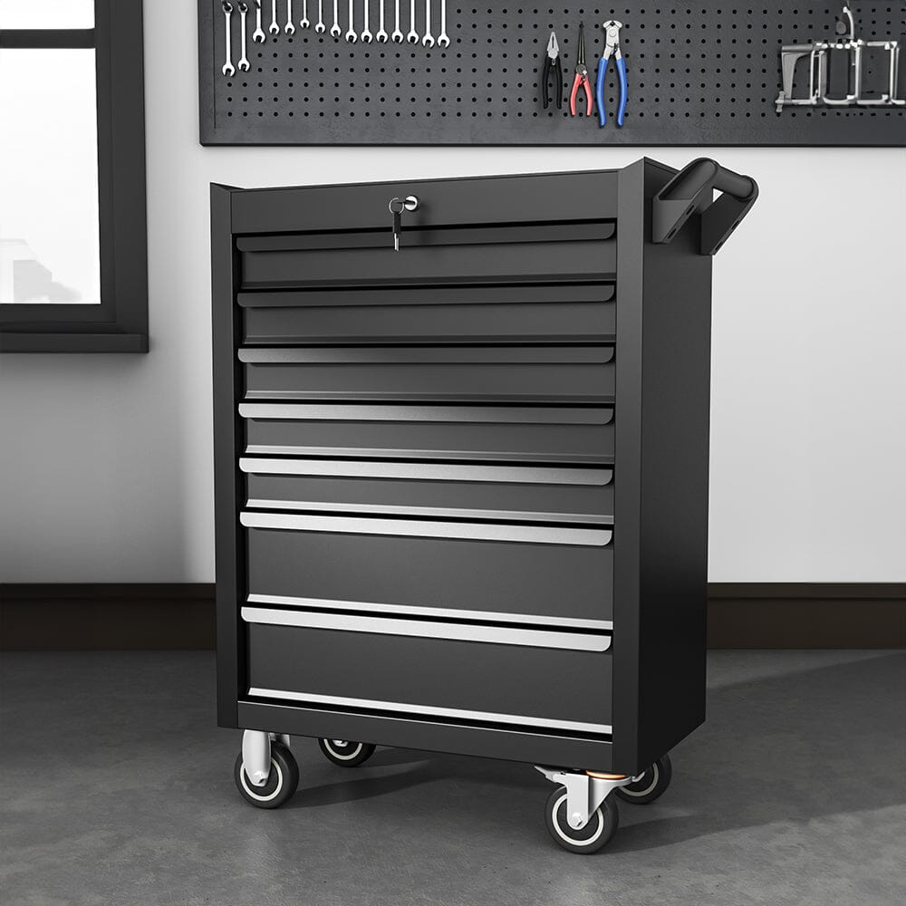 Lockable 7 Drawer Tool Trolley Rolling Cabinet Tool Storage Cabinets Living and Home 