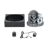 Grey Tabletop Resin Cherub Fountain with LED Light Indoor Table Decorations Living and Home 