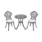 3pcs Black Cast Aluminum Bistro Table and Chairs Set Garden Dining Sets Living and Home 