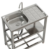 Stainless Steel One Compartment Sink with Shelves and Drainboard Living and Home 