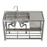 Steel Two Compartment Sinks with Shelves and Drainboard Living and Home 