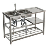 Steel Two Compartment Sinks with Shelves and Drainboard Living and Home 