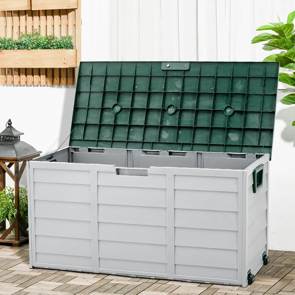 Livingandhome Waterproof Large Plastic Garden Storage Box with Wheels Living and Home 