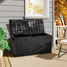 Livingandhome Waterproof Large Plastic Garden Storage Box with Wheels Living and Home All Black 