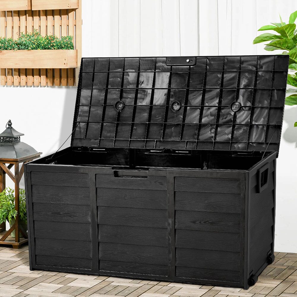 Livingandhome Waterproof Large Plastic Garden Storage Box with Wheels Living and Home 