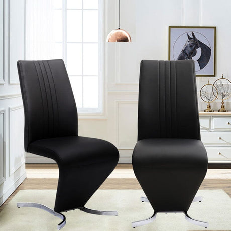 Modern Hourglass PU Dining Chairs – Set of 2 in Black Living and Home 