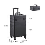 3 in 1 Rose Gold/Black Portable Cosmetic Travel Case with Wheels Makeup Organizers Living and Home 