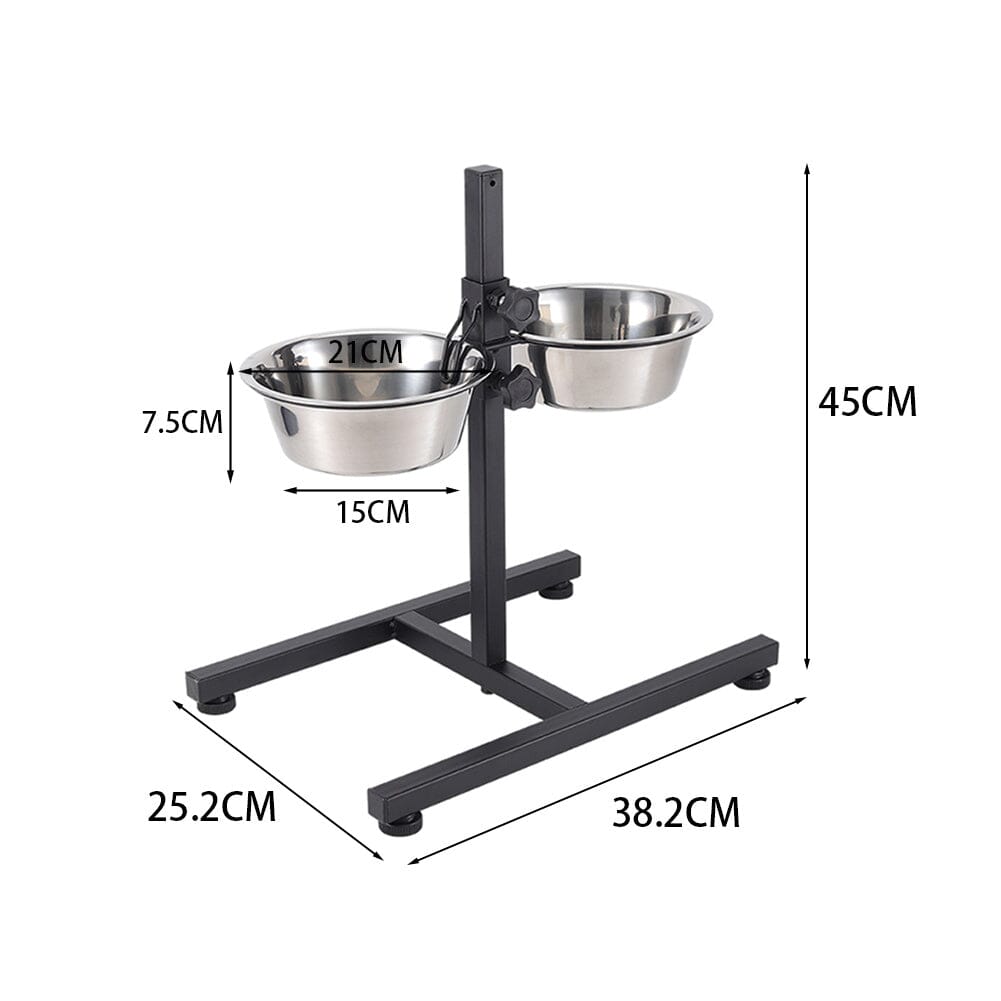 Adjustable Stainless Steel Elevated Dog Feeding Station Living and Home 