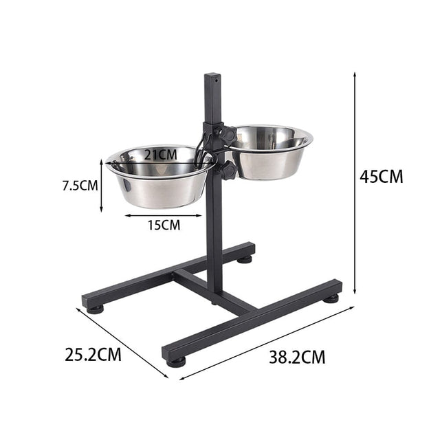 Adjustable Stainless Steel Elevated Dog Feeding Station Living and Home 