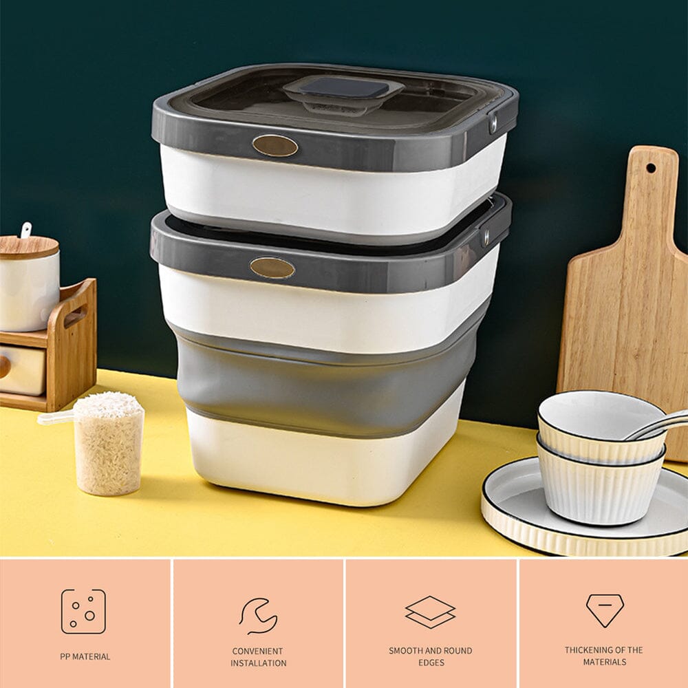 13 Liters Capacity Grey Foldable Pet Food Storage Container with Lid Living and Home 